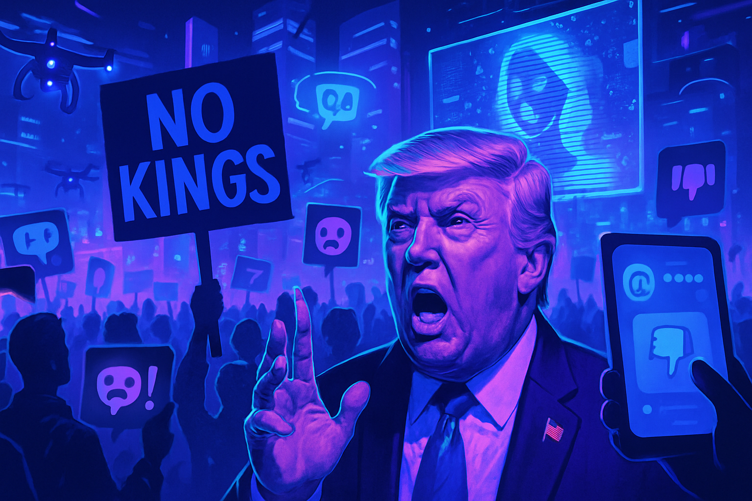 donald trump répond aux manifestations 'pas de rois' en publiant une vidéo générée par intelligence artificielle, suscitant débats et réactions sur la toile.