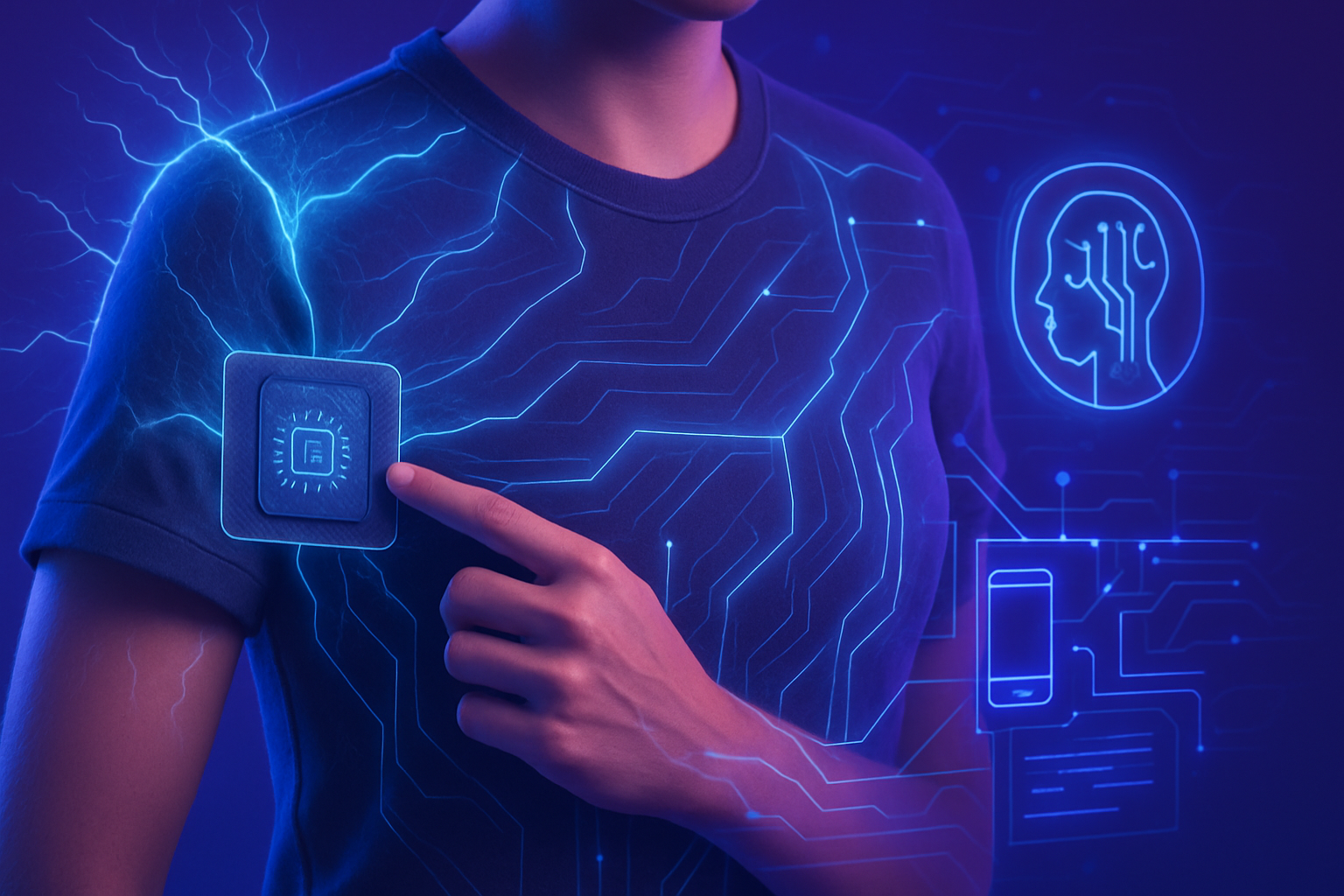 découvrez un patch textile innovant qui capte l'électricité statique de vos vêtements pour vous permettre d'interagir avec une intelligence artificielle et de contrôler facilement vos appareils connectés, sans fil et sans effort.