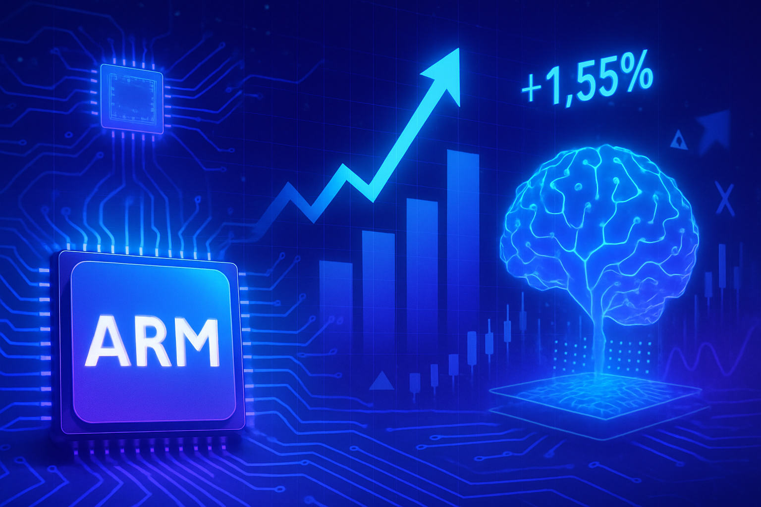 arm connaît une hausse de 1,55 % de ses actions grâce à son virage stratégique vers la fabrication de puces, se classant au 226e rang en volume d'échanges, renforcée par la concrétisation de ses ambitions dans l'intelligence artificielle.
