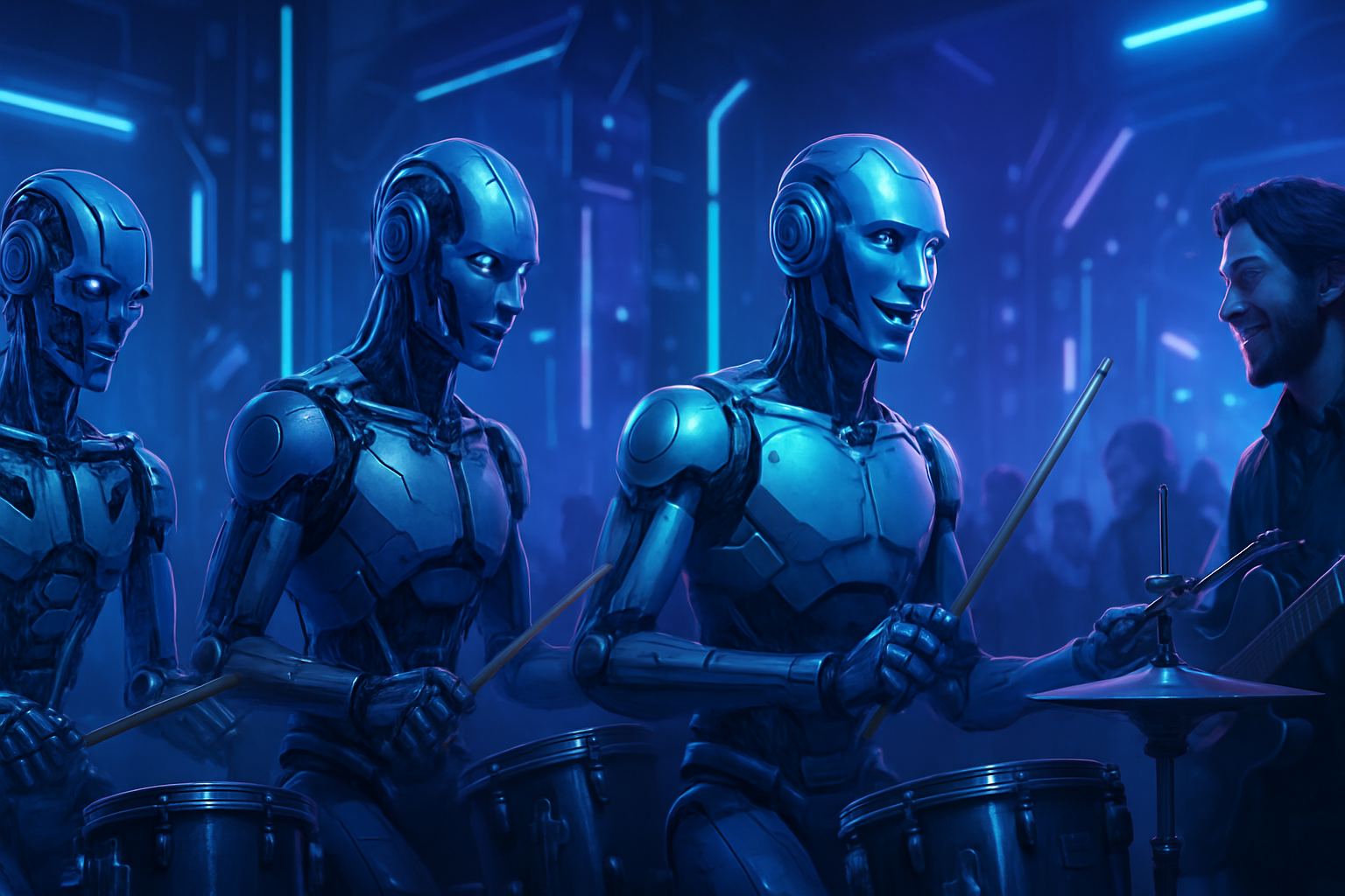 découvrez comment un batteur robotique évolue et adopte progressivement des comportements semblables à ceux des humains, redéfinissant l'interaction entre la technologie et la créativité musicale.